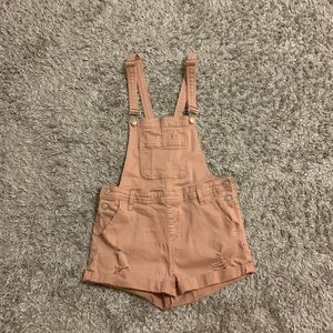 Papaya Pink Overall Shorts